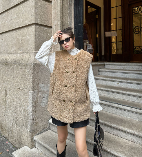 Textured Double Button Vest